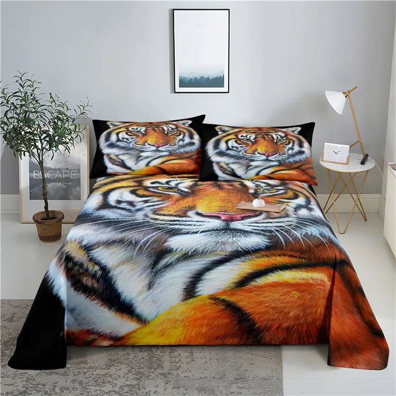 

Tiger 0.9/1.2/1.5/1.8/2.0m Digital Printing Polyester Bed Flat Sheet With Pillowcase Print Bedding Set