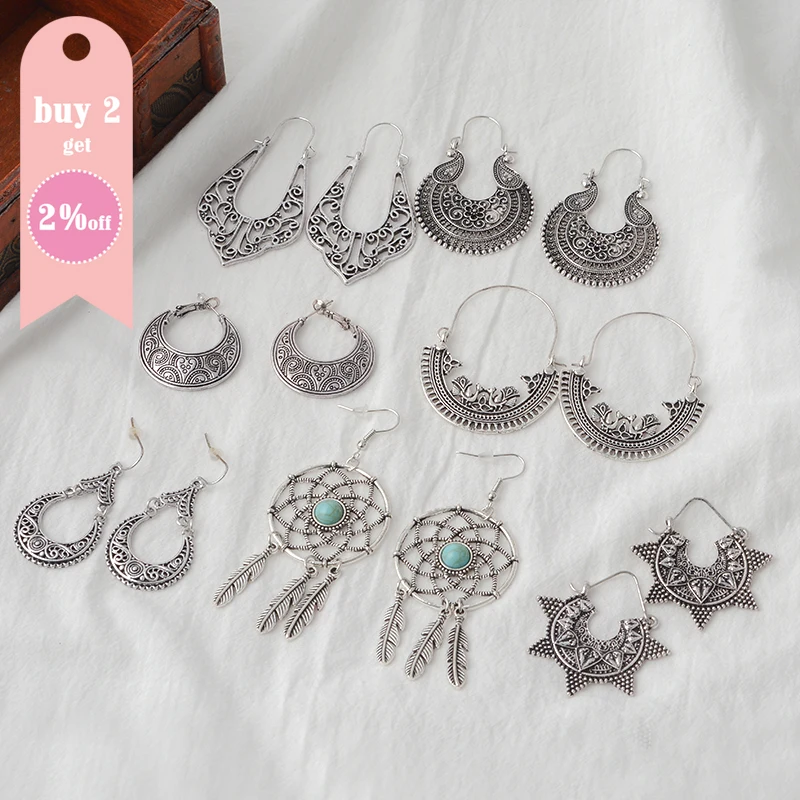 Серьги в стиле ретро! Бронзовые полые винтажные Этнические Племенные вышитые