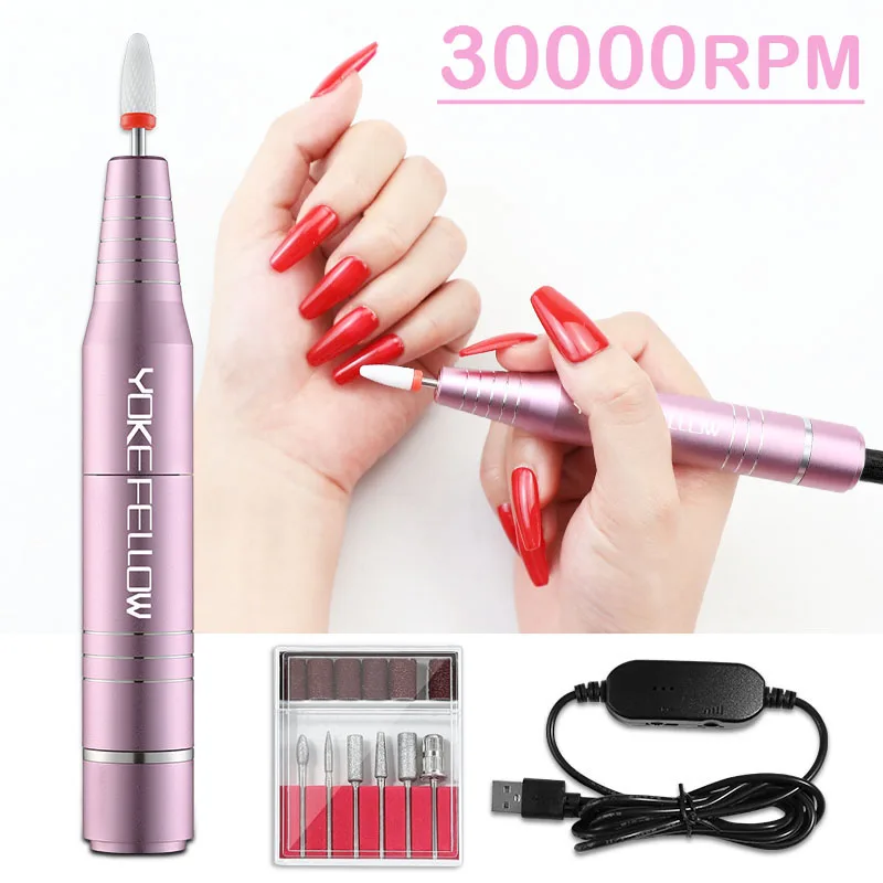 

30000/35000RPM Electric USB Nail Drill Machine Low Noise Milling Cutters Nail Art File For Acrylic Nail Gel Polish Manicure Kit