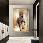 Абстрактная винтажная картина маслом желтая лошадь животное Картина на холсте Куадрос настенное искусство для гостиной домашний декор