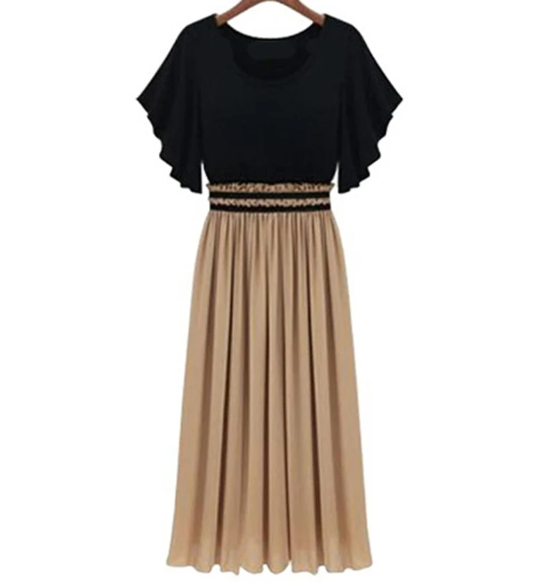 Женское шифоновое платье макси с высокой талией и оборками на рукавах|maxi dress|chiffon