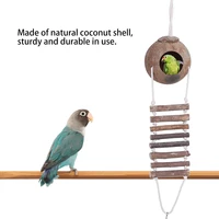 natural coconut shell bird nest pet parrot house with rope ladder 2 sizes