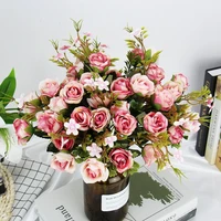 silk rose bouquet 4 bundle artificial rose flowers for bride wedding home party decoration fake flowers faux mothers day gift