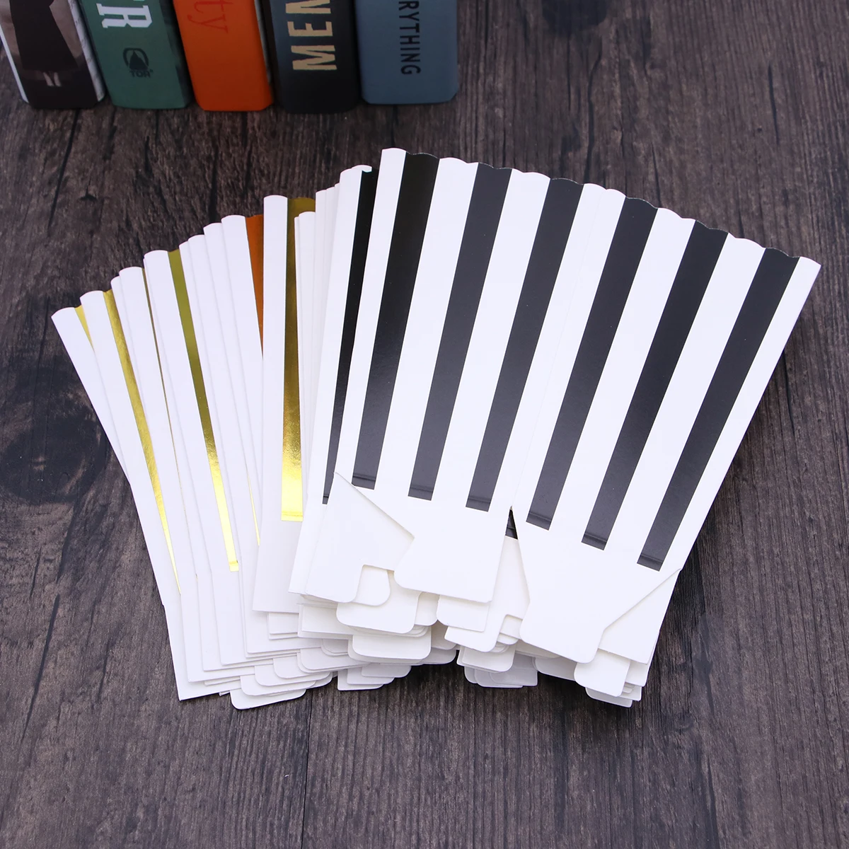 24 шт полосатые бумажные коробки для попкорна мешки закуски контейнеры конфет