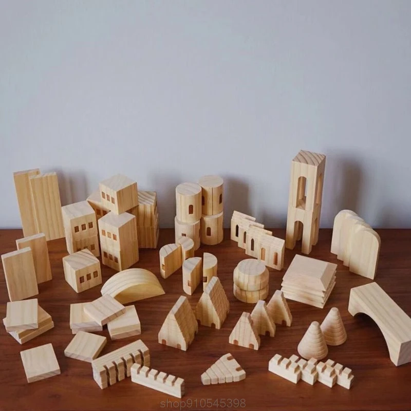 

75pcs/set Wooden Castle Building Blocks Kids Intellectual Puzzle Early Education Toys N18 20 Dropshipping