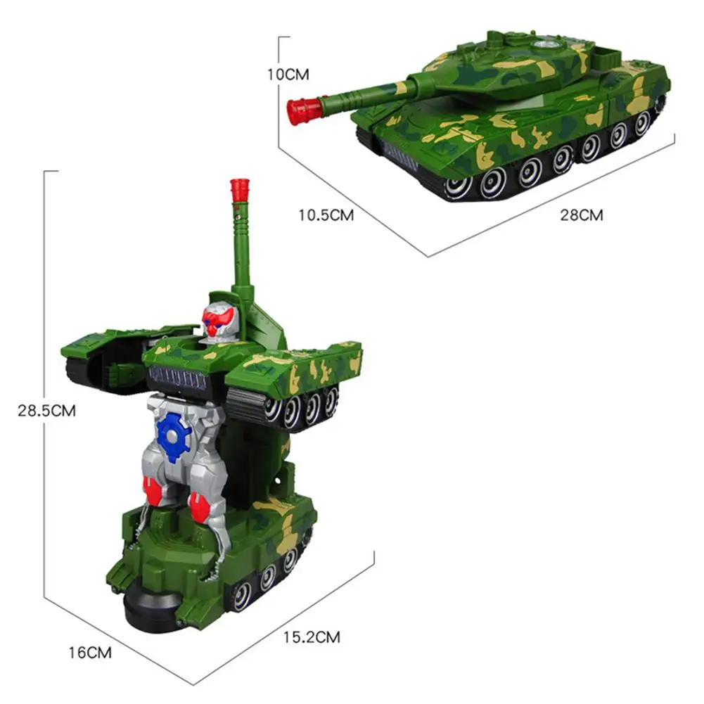 

HiMISS 2021 New Electric Deformation Robots Toy Combat Tank Flashing Light Music Car Kids Toy Gift Electric Car for Children