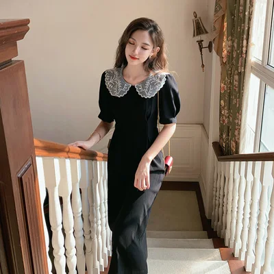 Zcwxm винтажное Черное женское однотонное летнее элегантное праздничное платье с