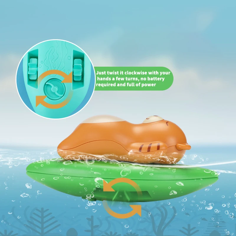 Bath Toys Baby Water Chain Clockwork Cute Cartoon Animal Bear Infant Swim Tiger Lizard Wound-Up Kids Beach Water Bath Toy