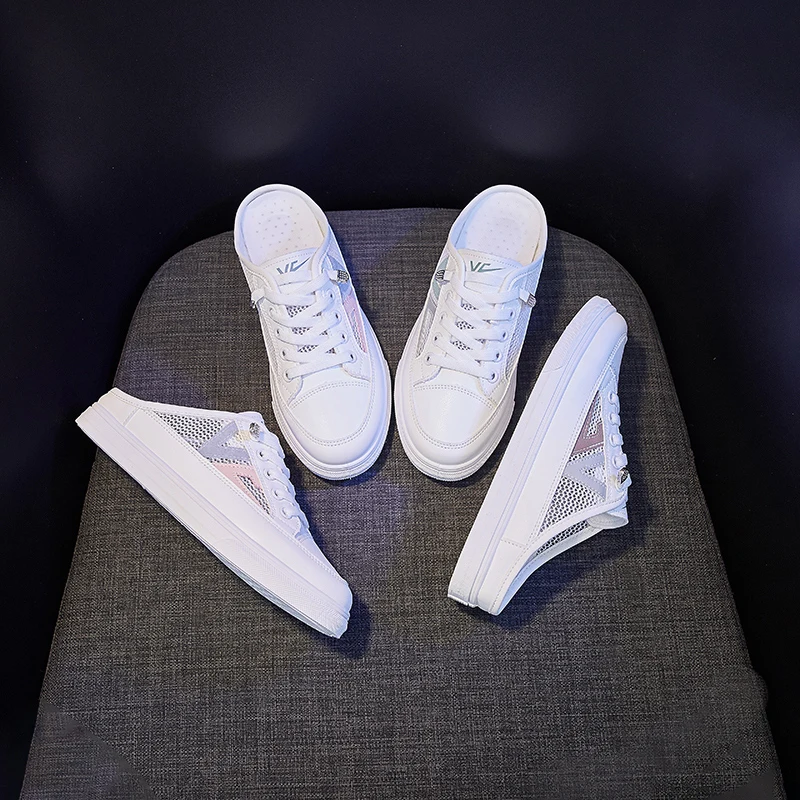 

Half Slippers Women Summer 2021 New Mesh Women Loafers Casual Slippers Ladies Fashion Outdoor Canvas Breathable Girls Sneakers