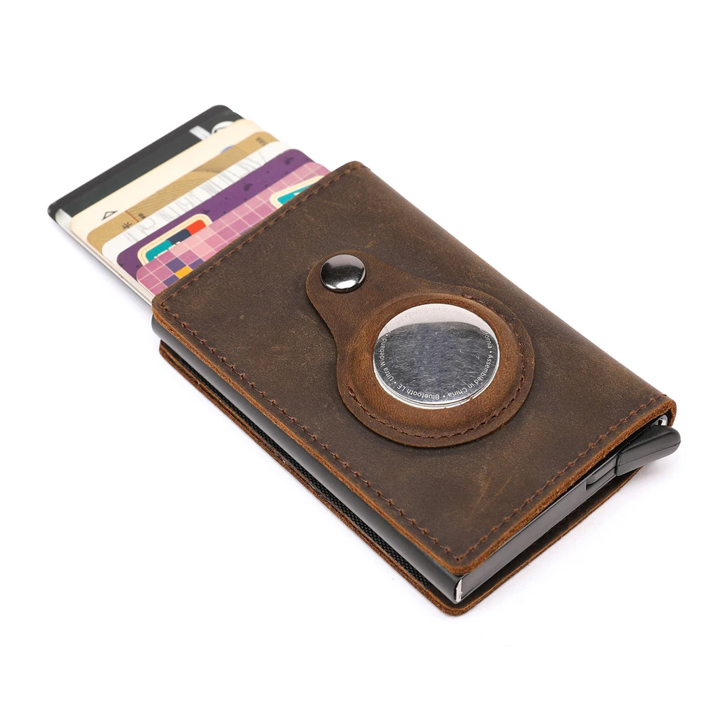 Держатель для кредитных карт из натуральной кожи чехол-кошелек с выдвижной