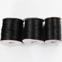 10 yard 1mm 1 5mm 2 0mm black leather cord waxed cotton thread strings necklace bracelets rope for jewelry making diy findings