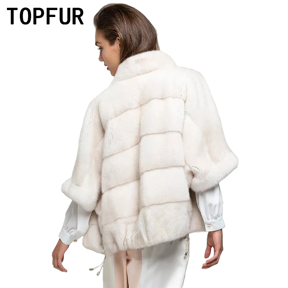 Пальто с натуральным мехом Женское зимнее пальто натуральный белый норковый мех