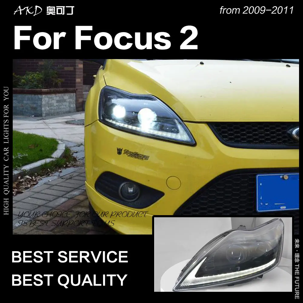 АКД стайлинга автомобилей для Ford Focus фары 2009 2011 2 светодиодный фар динамический