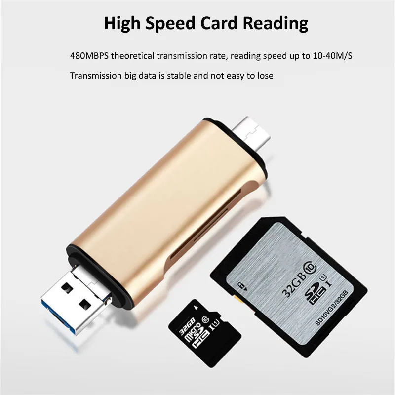 5-в-1 Тип C OTG кард-ридер с флеш-накопитель USB с гнездовым Интерфейс для ПК USB 3,0 чтения TF слот для карт памяти для устройства чтения sd-карт компьютерные принадлежности