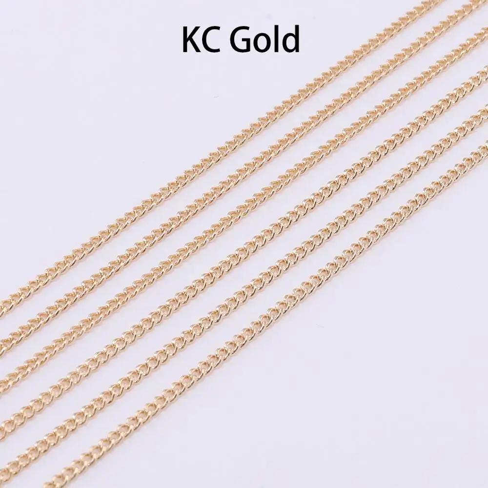 KC Gold 5 м/лот серебряное/золотое/бронзовое ожерелье цепи для изготовления ювелирных изделий материалы ручной работы DIY ожерелье цепь поставки - Цвет: KC Gold