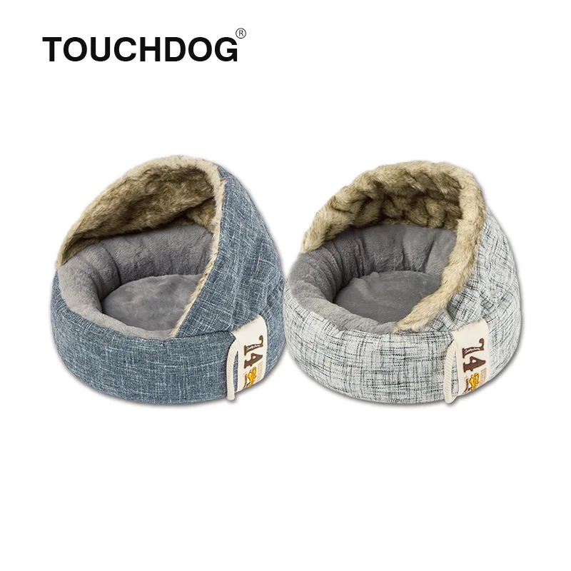 

TOUCHDOG Warm plush pet dog bed soft fit luxury doughnut pet cat bed for puppies in autumn and winter use