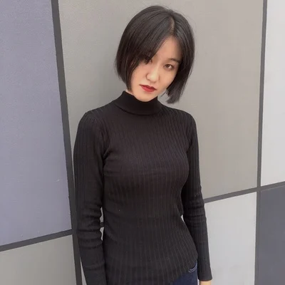 

Fashion Warm Women's Long Sleeved Knitted Top Office Casual Knitwear Women Simple Plain Sweater Tops
