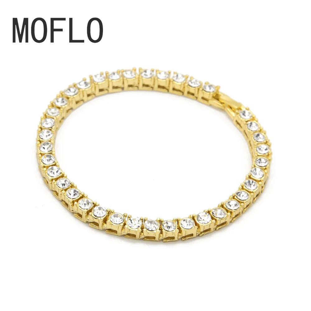 

MOFLO хип-хоп ювелирные изделия полная Стразы 5 мм теннисная цепочка A Row браслет Мужская мода сверкающие браслеты ювелирные изделия