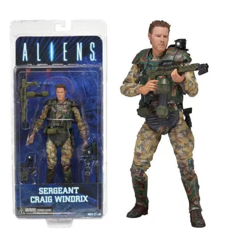 

NECA 7inch Aliens vs Predator Sergeant Craig Windrix Xenomorph Warrior Action Figure Collectable Model Toy