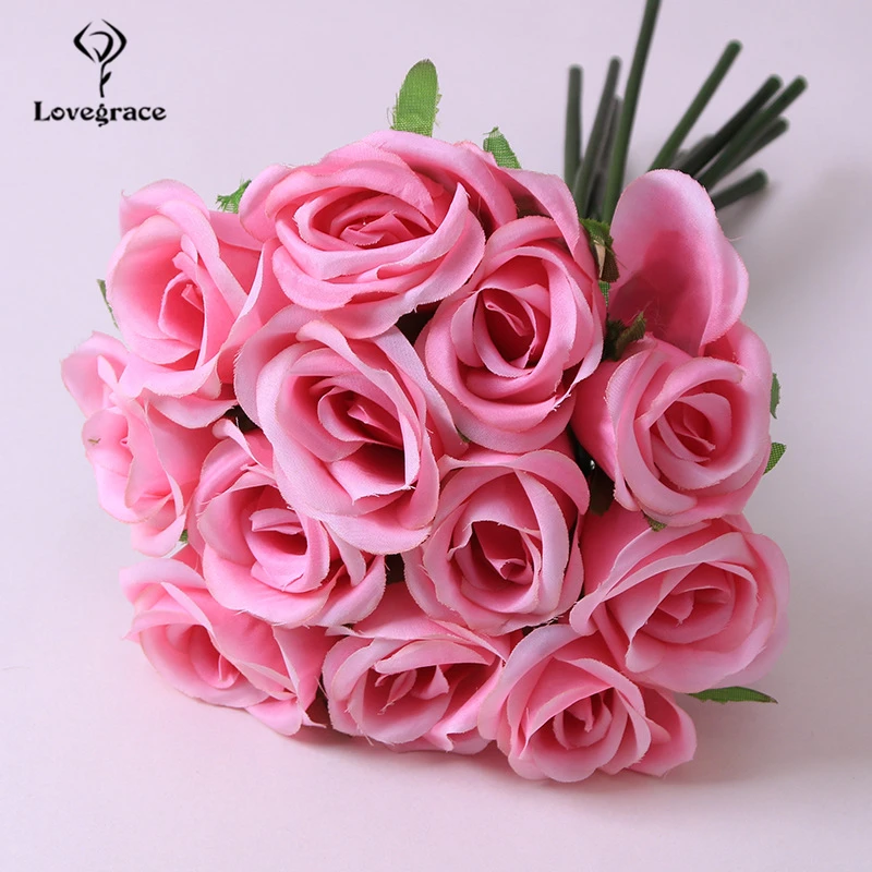 

Розы Lovegrace, букет из искусственного шелка, 12 бутонов, для подружки невесты, для домашнего свадебного декора