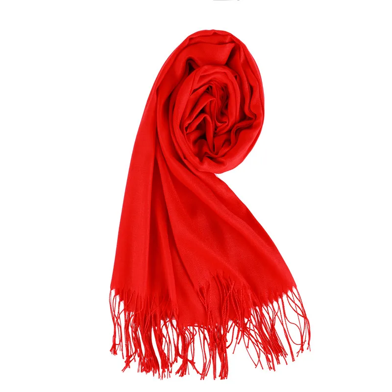 

Women's Autumn And Winter Long Wide Scarf Pure Red Fashion Headscarf Fashion Cashmere Shawl Harajuku Men's And Women's Scarf 202