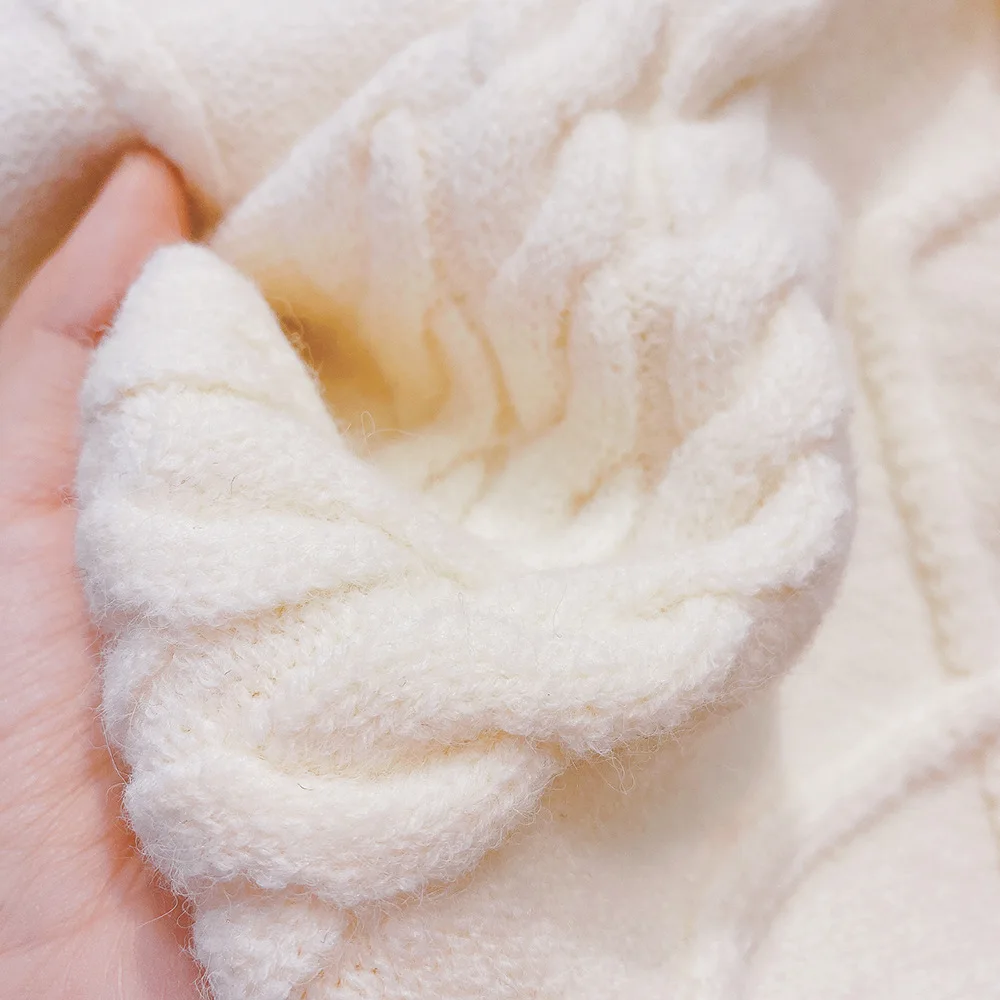 

Pearl Teenage Kids Sweaters Spring Cardigan Winter Baby Girls Warm Tops Plus Velvet Thicken Knitted Bottoming High Quality