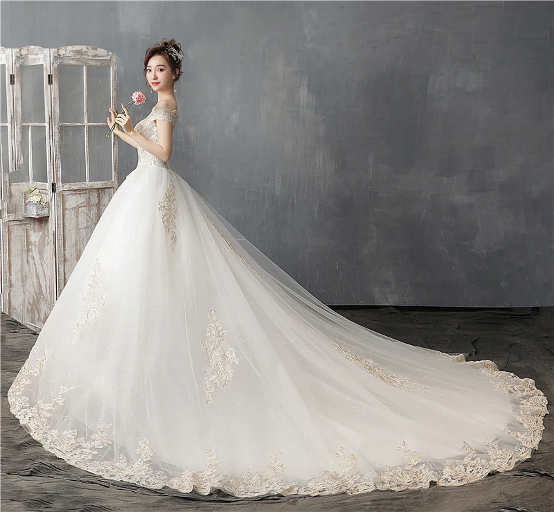 Новинка красивое свадебное платье с открытыми плечами и коротким рукавом