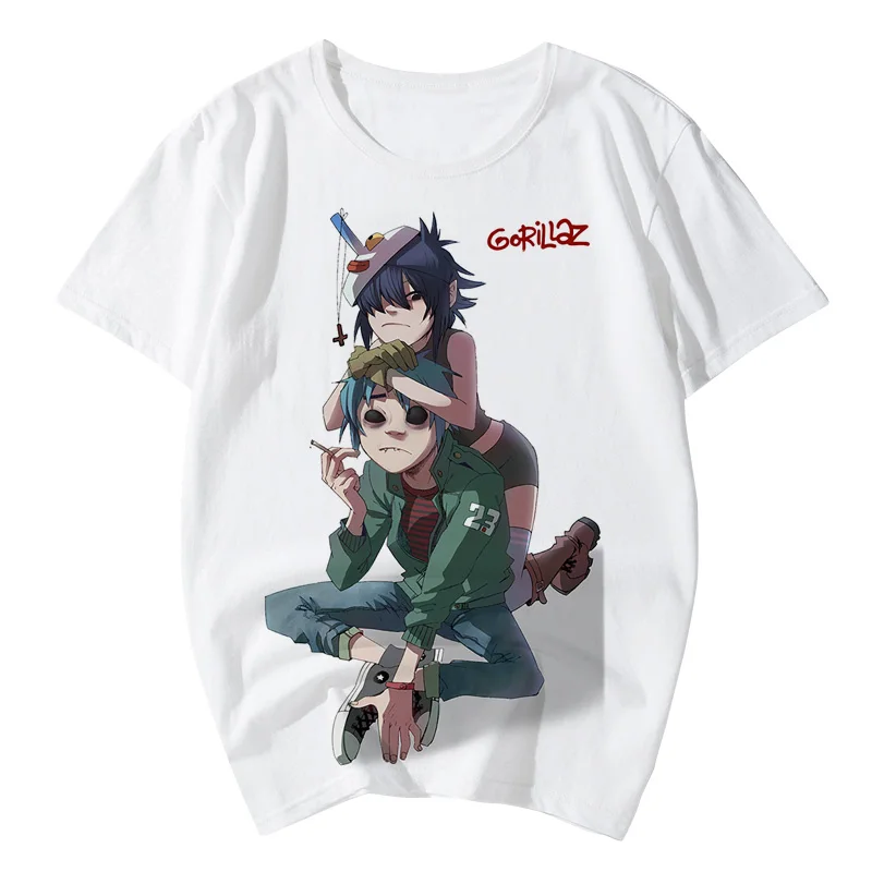 

gorillaz t shirt UK Rock band gorillaz t shirt gorillaz Noodle 2D Murdoc t shirt Hip-Hop Rock Alternative Rap music tee shirt