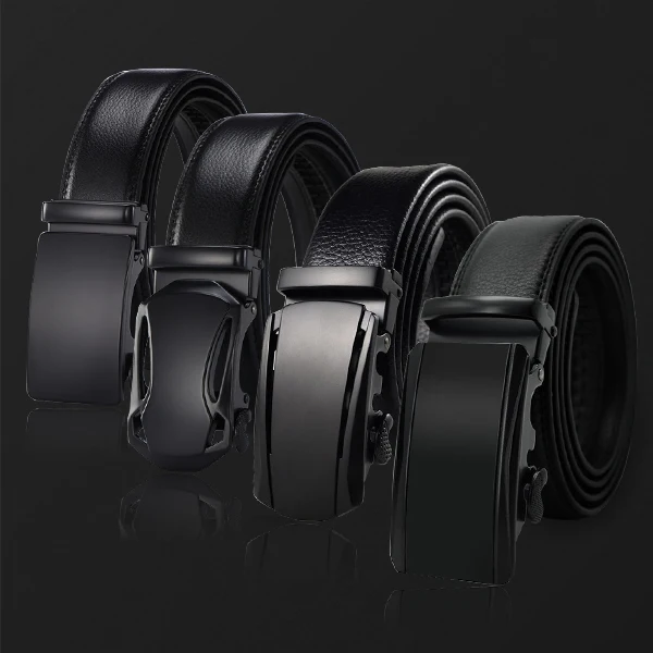 

Ремень мужской из натуральной кожи с автоматической пряжкой, декоративный Простой Модный дизайнерский деловой аксессуар