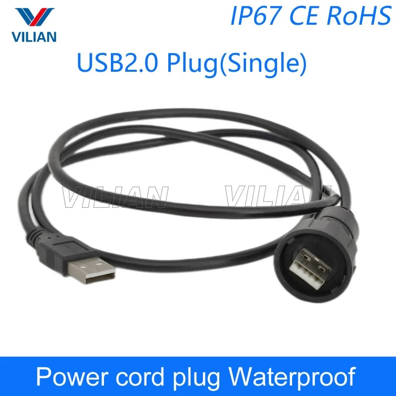 USB водонепроницаемый разъем IP67 кабель 1 м шнур питания USB2.0 USB3.0 удлинитель для