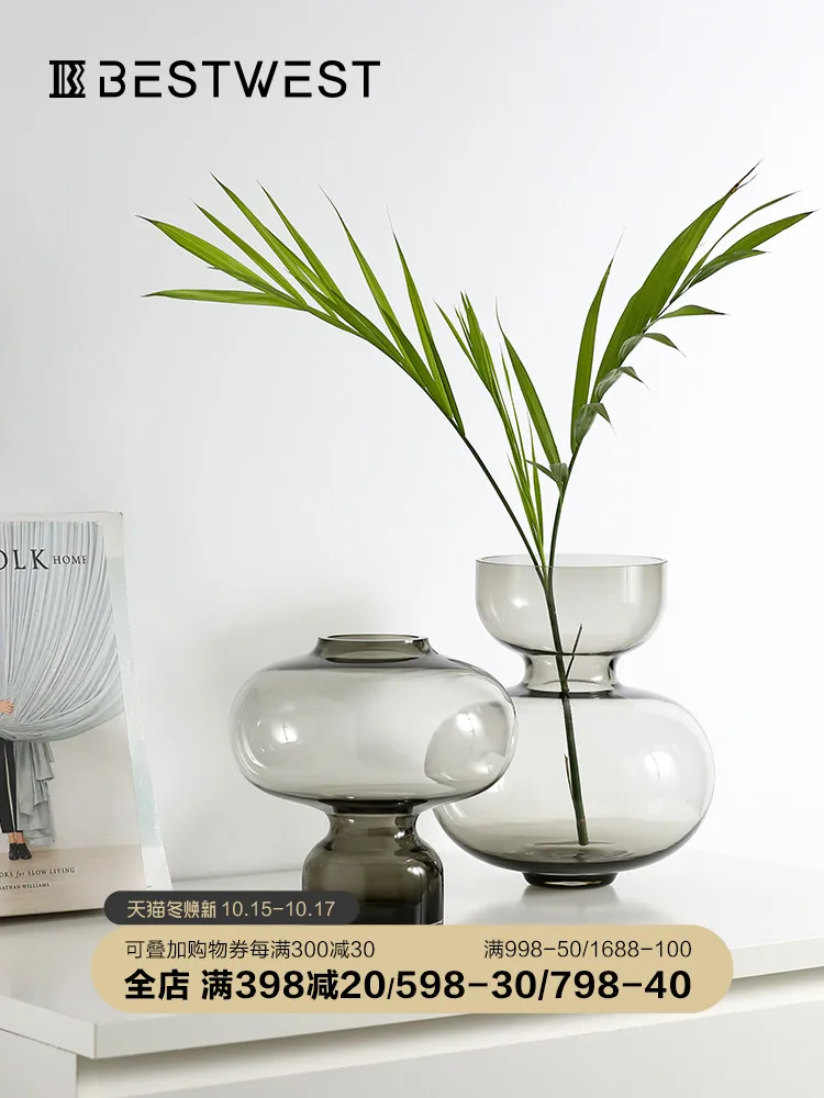 

Легкая Роскошная стеклянная ваза, прозрачная стеклянная ваза, современная простая модель для дома, гостиной, мягкое украшение для комнаты, ...