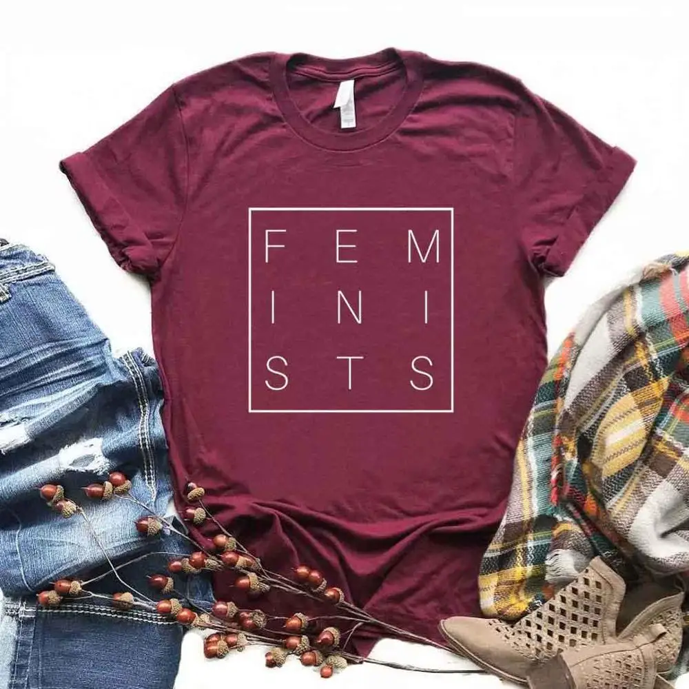 

Feminist Square Print Women Tshirts Cotton Casual Funny t Shirt For Lady Yong Girl Top Tee Hipster 6 Color NA-917
