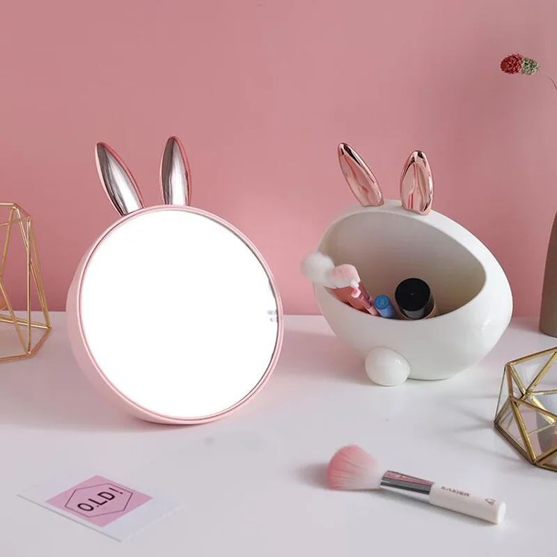

Desktop Round Cosmetic Mirror Storage Box Cosmetics Storage Box Desktop Makeup Organizer Brush Nail Polish Finisher Beauty Case