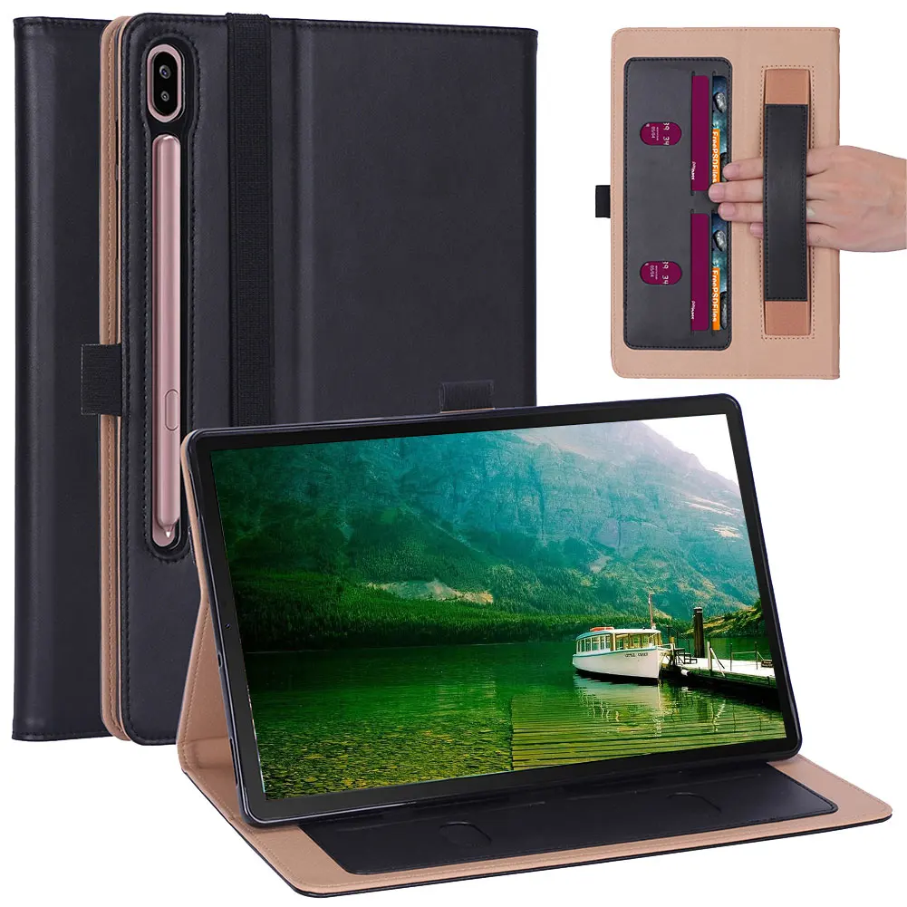 Black Деловой умный чехол для samsung Galaxy Tab S6, 10,5 дюймов, SM-T860, SM-T865, чехол из искусственной кожи с откидной крышкой и подставкой - Цвет: Black
