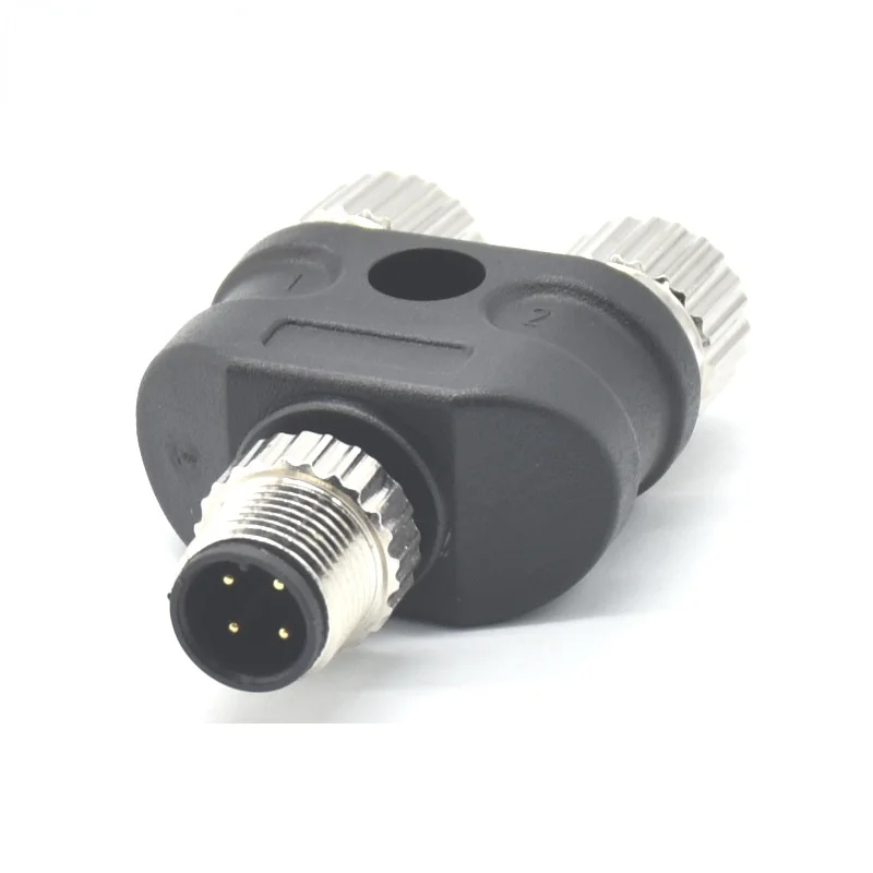 Waterproof Industril One Male To Two Female 4Pin A-Code 8 Pin Y Type Adapter M12 Splitter Terminating Machine Aviation Connector