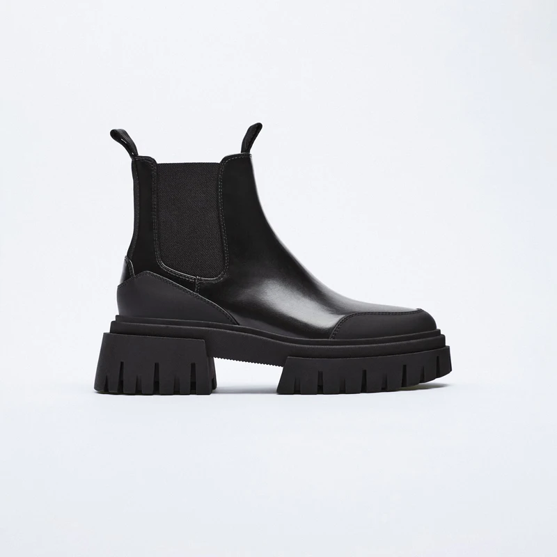 

2021 Autumn Winter Chelsea Boots Women Thick-heeled England Fashion Platform Martin Boots Women's Trendy Ankle Boots Shoes Woman