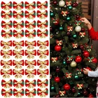 10 шт. Рождественский бант с колокольчиками, подвесной венок на рождественскую елку, украшения, бант, лента для рождественских подарков, украшения