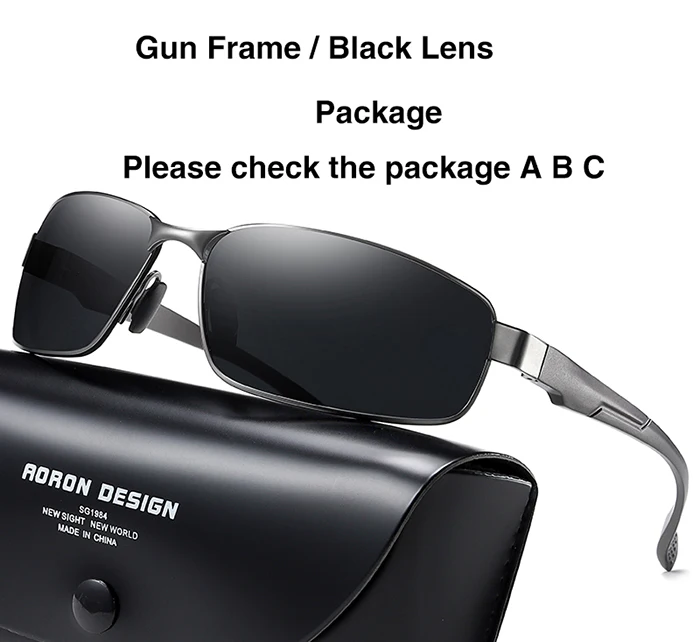 Gun Black AORON Мужские поляризационные солнцезащитные очки для вождения, мужской классический квадратный спортивные солнцезащитные очки UV400 - Цвет линз: Gun Black