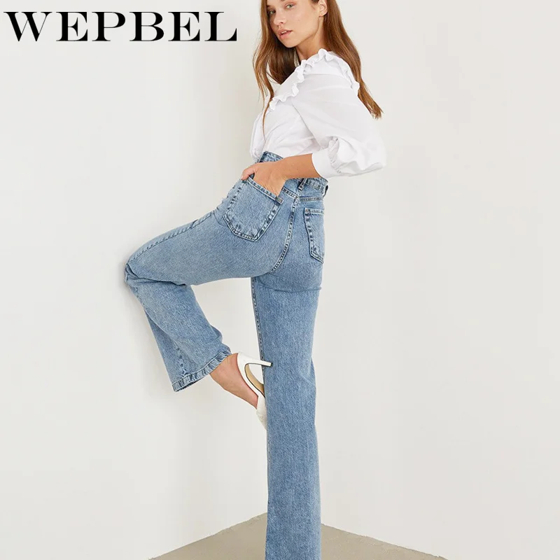 

WEPBEL Ladies Long Lantern Sleeve Turn Down Collar Bottoming T-shirt Spring Women Elegant Loose Single Breasted Blouse Shirt