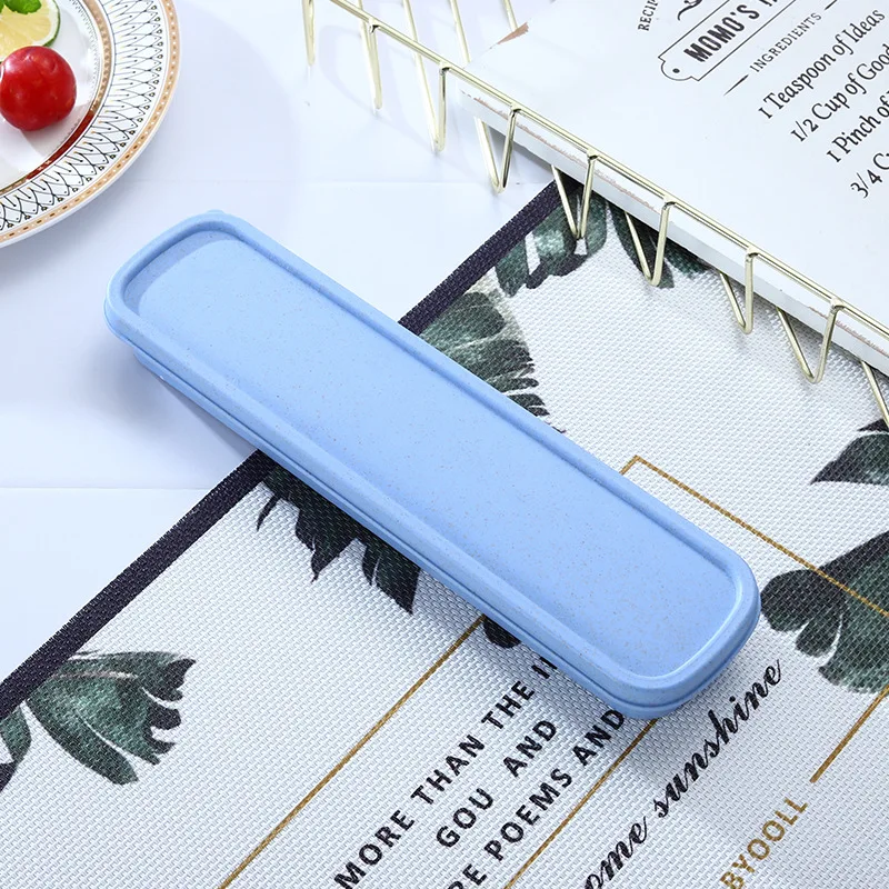 Blue 1 шт набор посуды Туристический походный, нержавеющая сталь столовые приборы Портативный box Дело для пикника для наружного использования милый ящик - Цвет: Blue