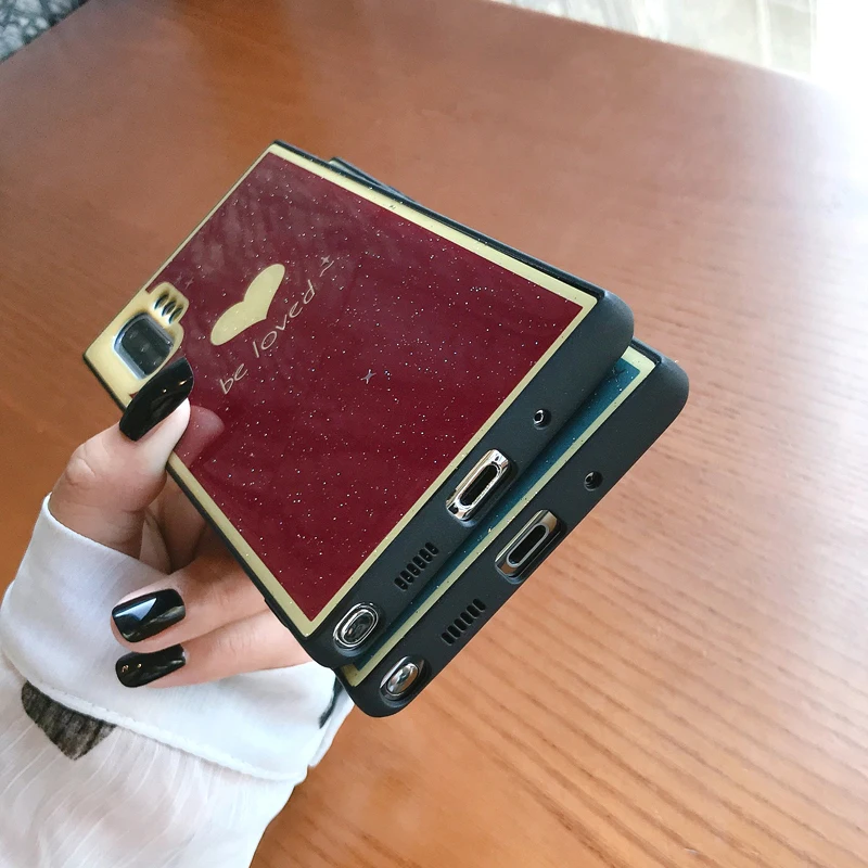 Чехлы YHBBCASES Note 10 в стиле ретро с сердечками блестящими порошками чехлы для Samsung 8 9
