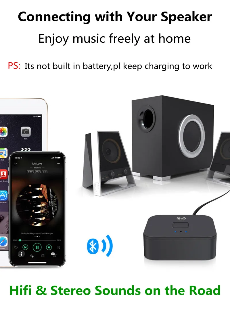 Bluetooth приемник 5,0 NFC 3,5 мм разъем RCA Aux стерео музыка беспроводной адаптер Автоматическое включение/выключение Bluetooth 5,0 4,2 аудио приемник
