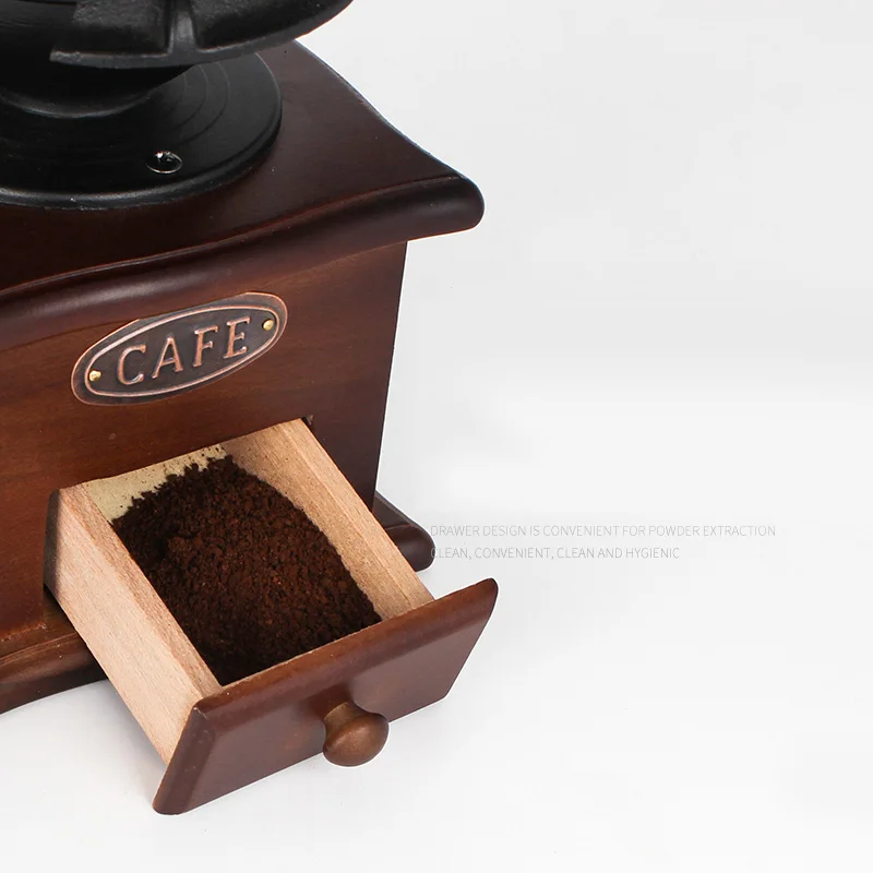 

Manual Hand Coffee Grinder Wood Metal Retro Classical Mini Burr Mill Wheel Machine Coarseness Coffee Bean Spice Maker Tools
