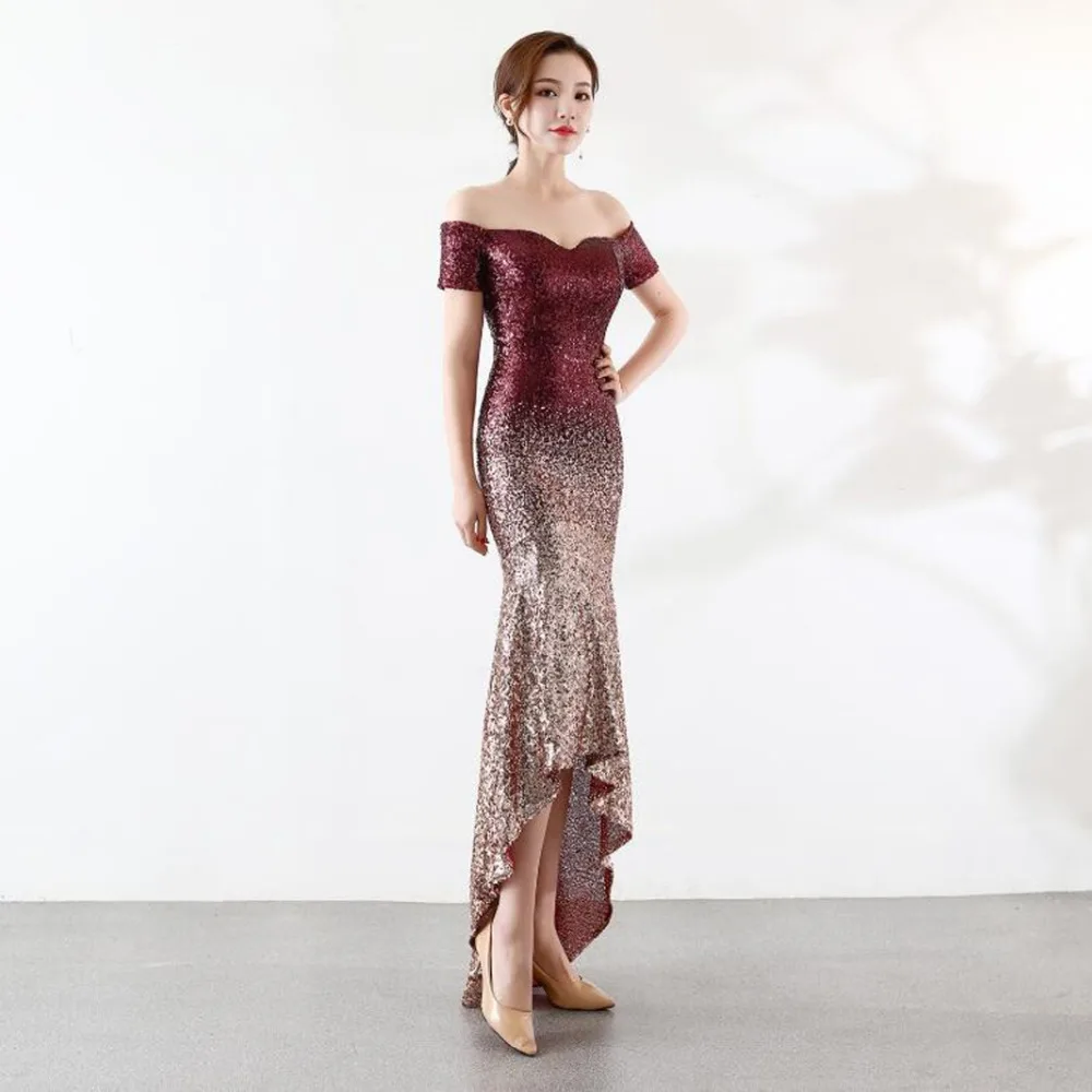 Женское асимметричное платье Русалка NOBLE WEISS вечерние платья с вырезом лодочкой и