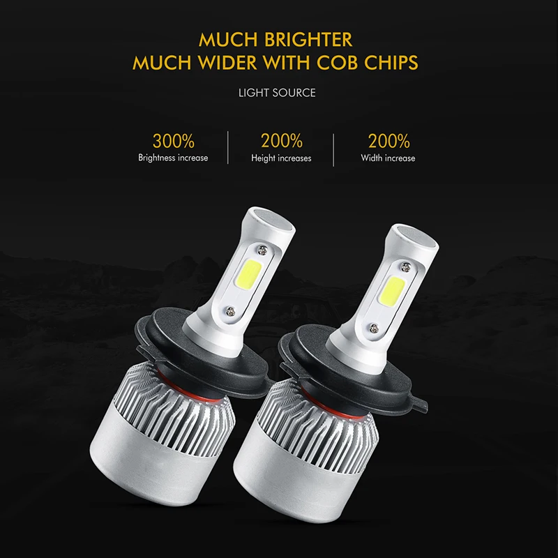 Oslamp S2 H4 H7 H13 H11 H1 9005 9006 H3 9004 9007 9012 COB Светодиодный фар 72 Вт 8000LM Автомобильный