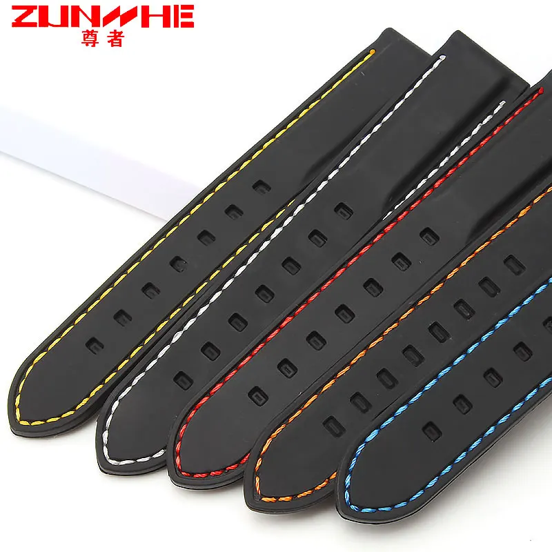 Силиконовый ремешок с пряжкой водонепроницаемые 22 мм резиновый для часов citizen seiko