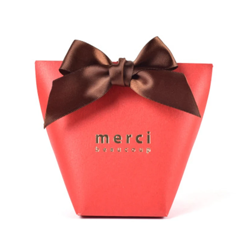 merci 12x10cm 5 шт. высококлассные черно-белые бронзовые "Merci" Сумки для конфет французские спасибо Свадебные сувениры Подарочная коробка посылка на день рождения - Цвет: merci 12x10cm