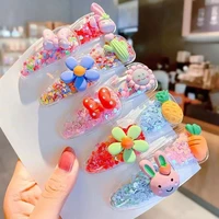 10pcsset bunny unicorn flowers bows cartoon hair clips girl accessories for children casual sweet cute dress up headwear