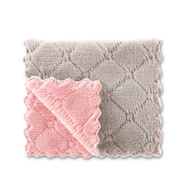

5/10pcs Double-layer Absorbent Microfiber Kitchen Dish Cloth Non-stick Oil Household Cleaning Wiping Towel Kichen Tool