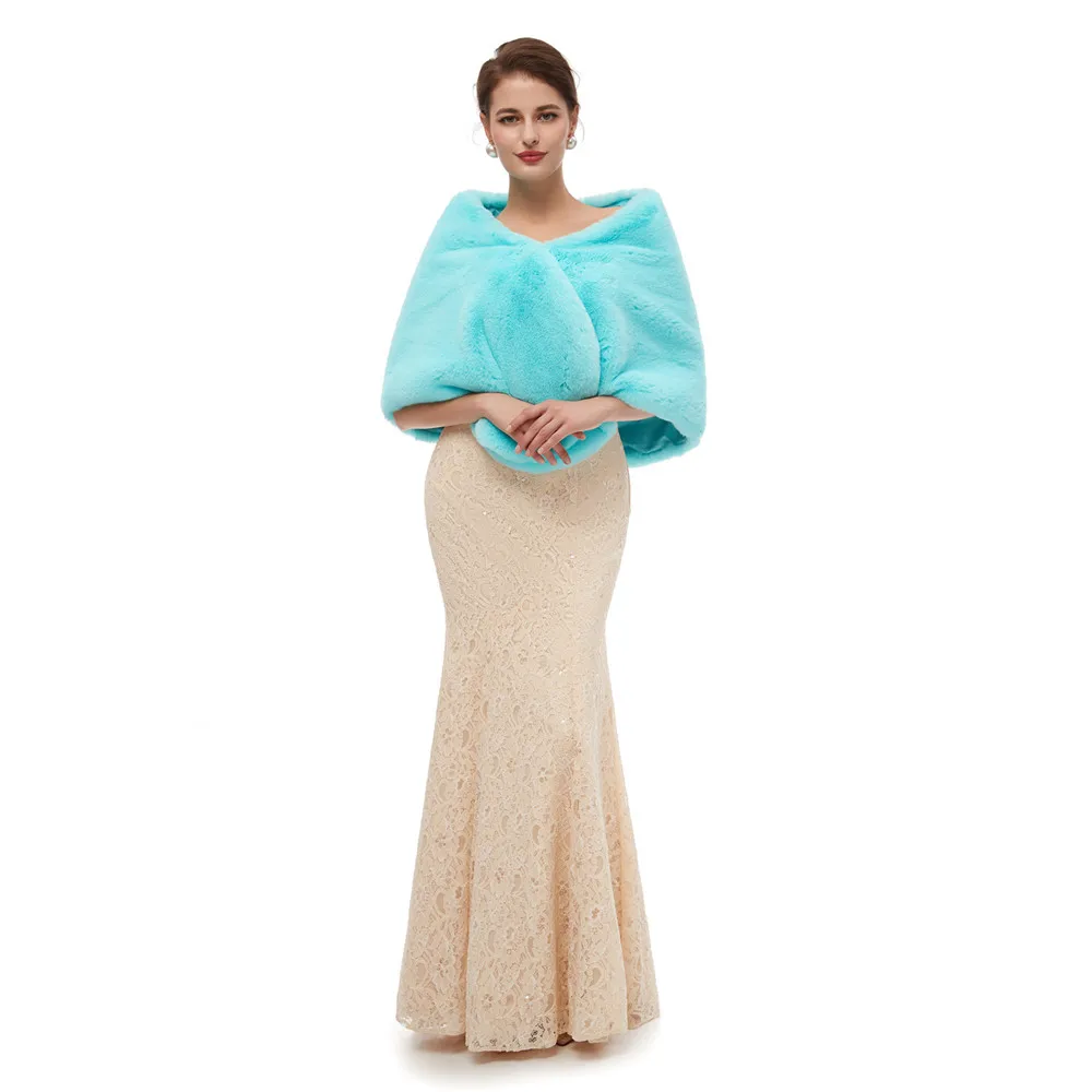 

2019 Multi Color Winter Wedding Shawl Bridesmaid Bridal Faux Fur Wraps Evening Dress Bridal Jacket Warm Hot Sale